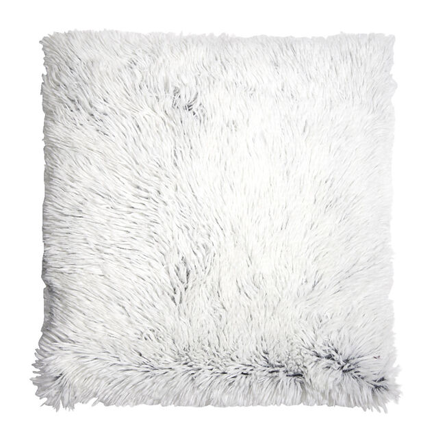 Housse de coussin imitation fourrure grise 45x45cm