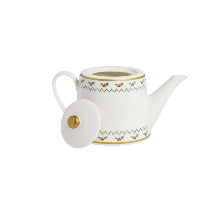 Thei&egrave;re de No&euml;l 1,2L blanche et dor&eacute;e motifs houx