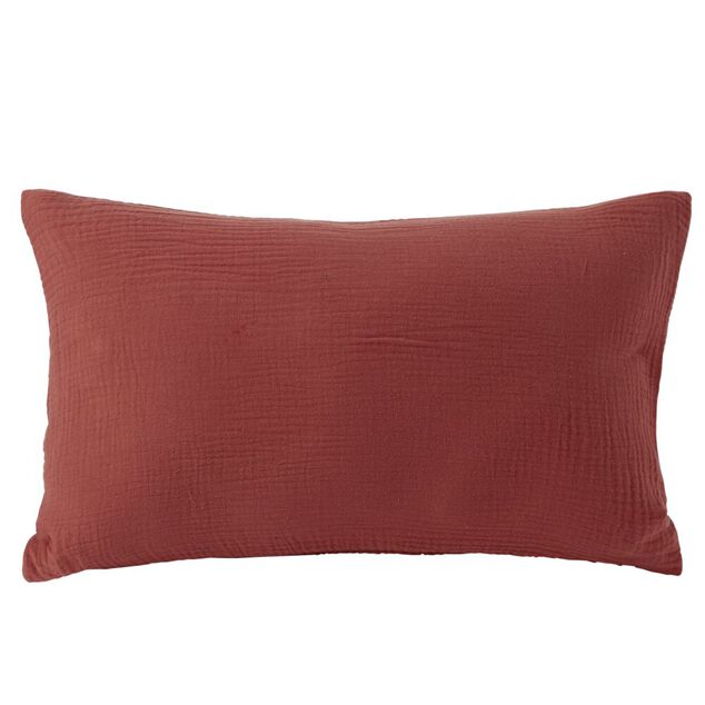 Housse de coussin 30x50cm gaze de coton terracotta