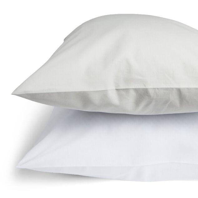 Taie d'oreiller 63x63cm polycoton finition droite blanc