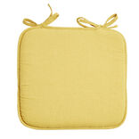 Galette de chaise carr&eacute;e 38x36cm &agrave; nouettes polycoton jaune