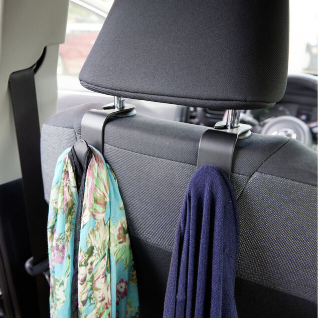 Crochet rangement appuie-tête noir H10cm (2 pièces)