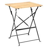 Table de jardin d'appoint pliante Bali m&eacute;tal et bois 55x54xH70cm