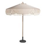 Parasol rond Bali &agrave; franges style macram&eacute; beige &Oslash;200xH225cm