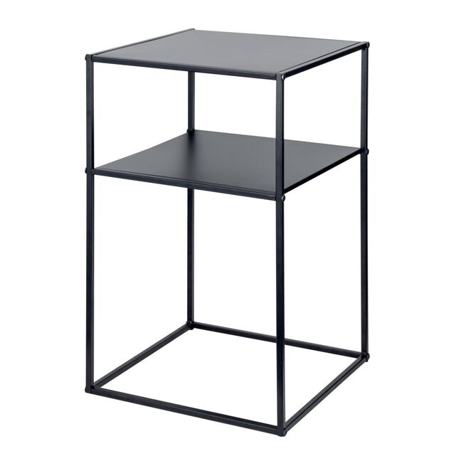 Bout de canap&eacute; carr&eacute; m&eacute;tal noir Houston 35x35xH59cm