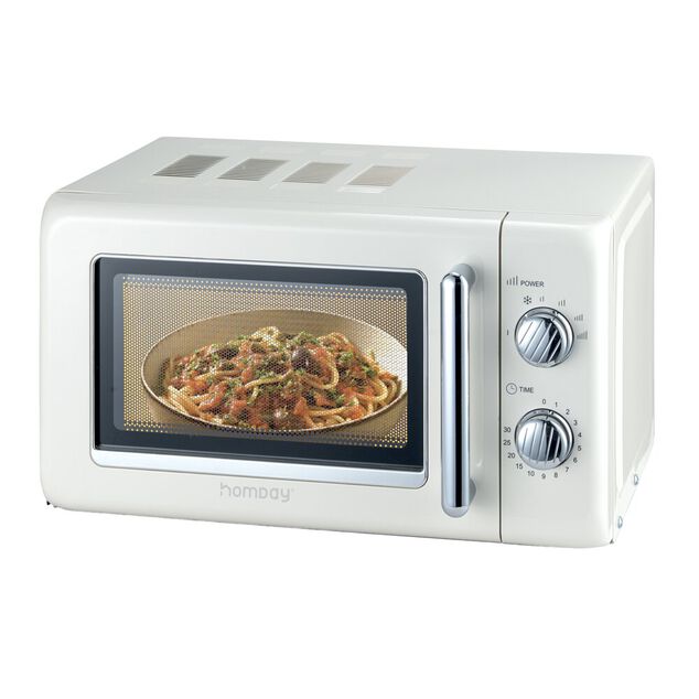 Micro-ondes r&eacute;tro vintage 20L 6 niveaux de puissance 1200W