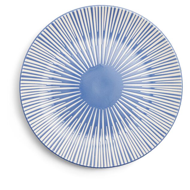 Assiette plate Rio fa&iuml;ence bleue et blanche &Oslash;27cm