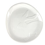 Plat lapin en relief dolomite blanc 23x18xH2,5cm