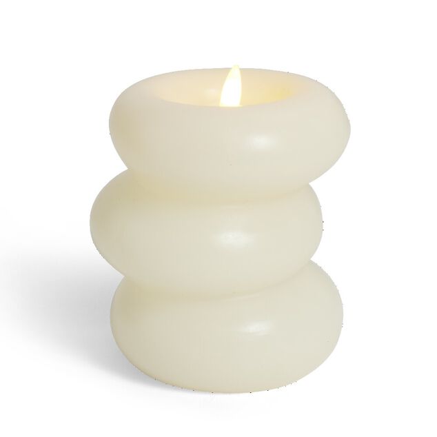 Bougie LED galet blanche &Oslash;7,5xH7,5cm