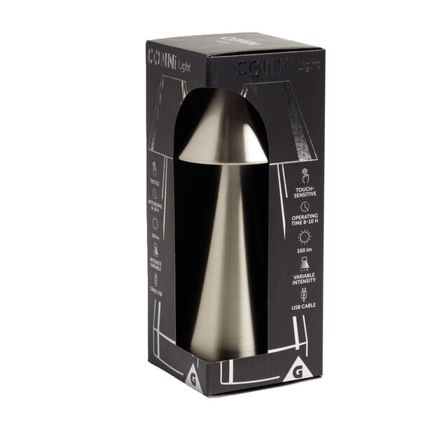 Lampe de table Conni USB tactile grise &Oslash;9,5xH22,5cm