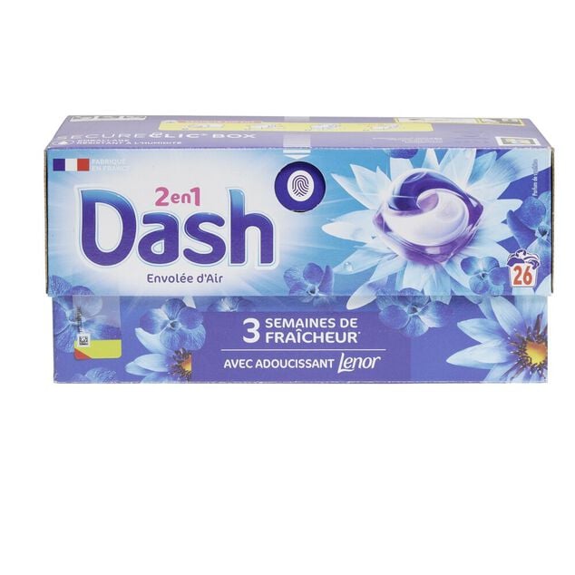Lessive capsule Dash 2en1 Envolée d'air 38 lavages