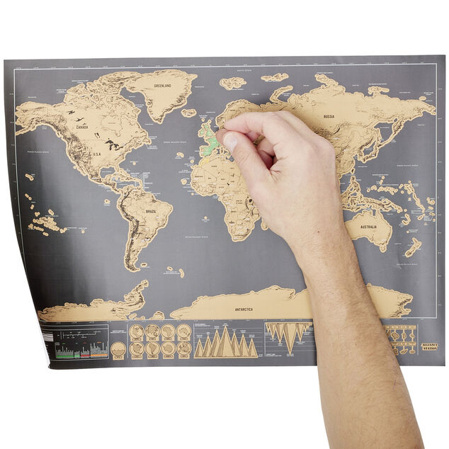 Carte du monde à gratter en papier 30x60cm