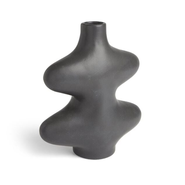 Vase forme organique c&eacute;ramique noir L15x7xH18cm