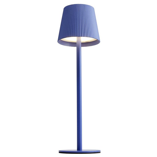 Lampe de table Talli LED tactile 120lm variable USB m&eacute;tal et plastique bleu &Oslash;10,5xH36cm