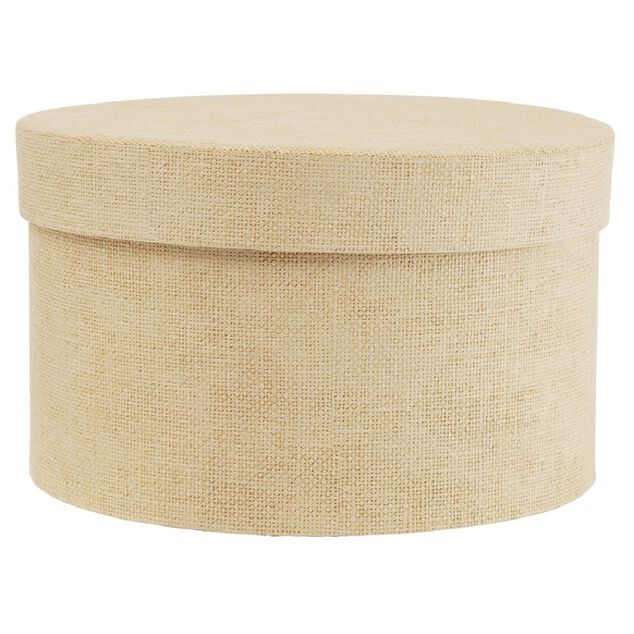 Bo&icirc;te de rangement ronde beige &Oslash;15xH9cm