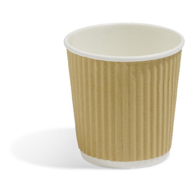 Gobelet cartonné extérieur cannelé beige et blanc 10 cl x25