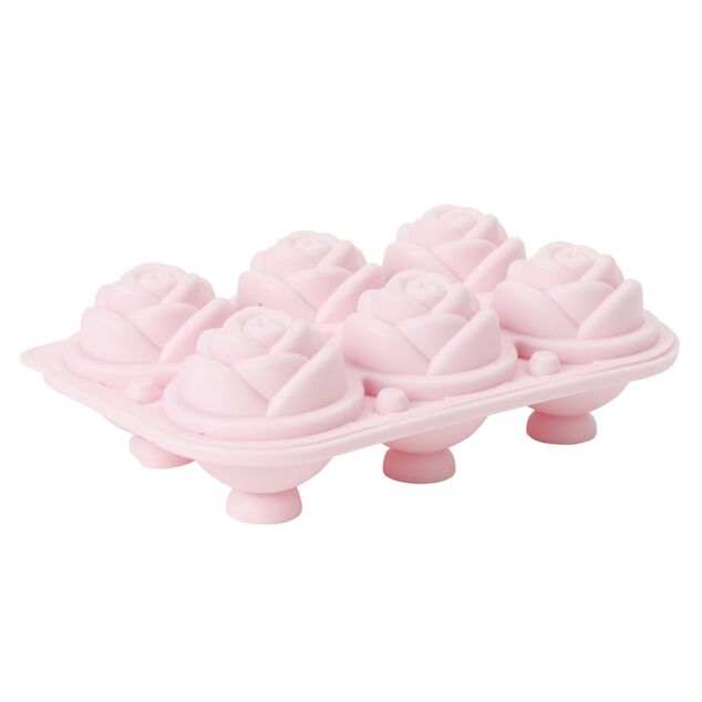 Moule &agrave; gla&ccedil;on x6 forme fleur silicone rose 12,5x18cm