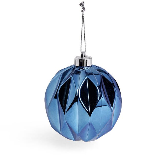 Boule de No&euml;l origami argent&eacute; ou bleue &Oslash;12cm - 2 coloris