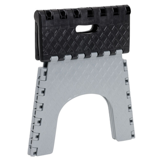 Tabouret marche pied pliant noir et gris H31 cm