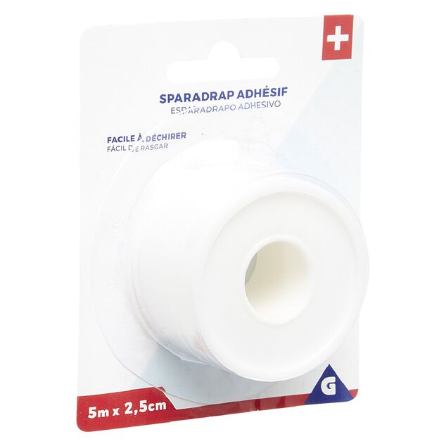 Sparadrap adhésif en coton L500x2,5cm blanc