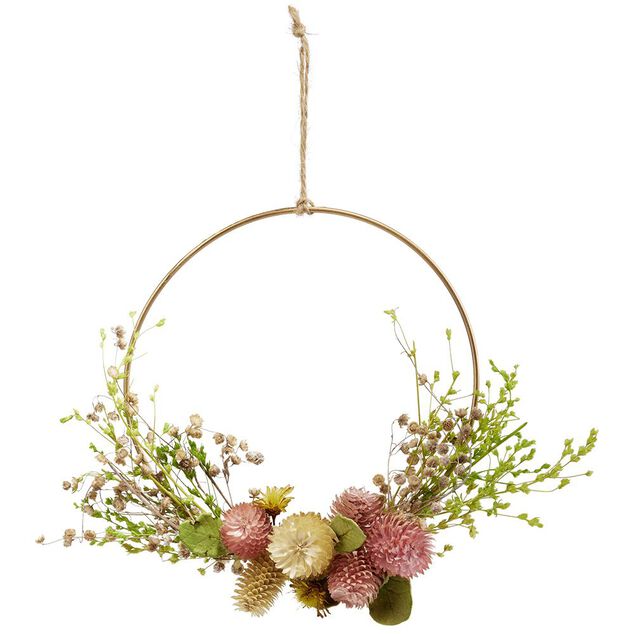 Anneau &agrave; suspendre d&eacute;co fleurs s&eacute;ch&eacute;es H16cm