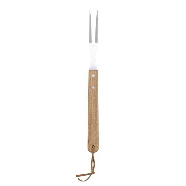 Kit barbecue 5 accessoires inox et bois avec &eacute;tui de rangement 21x46cm