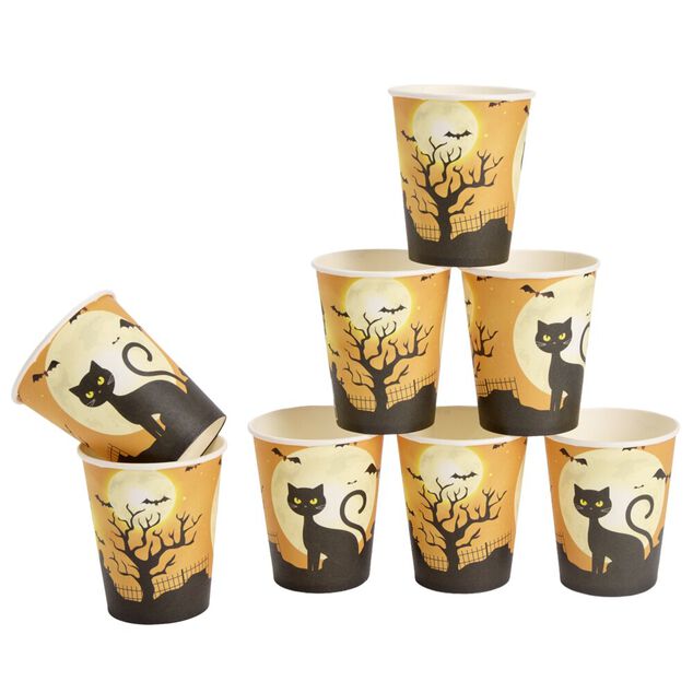 Gobelet carton x8 Halloween chat noir 250ml