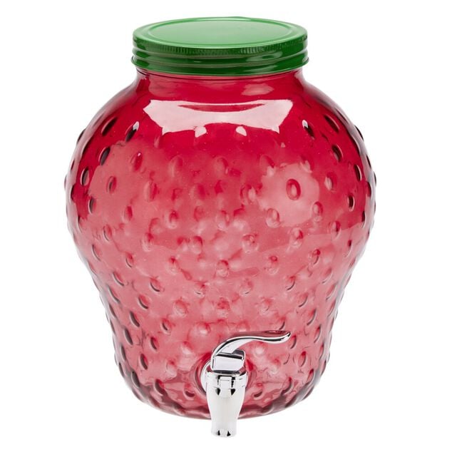 Distributeur de boisson en verre 3,7L forme fraise rouge 22x20xH24cm
