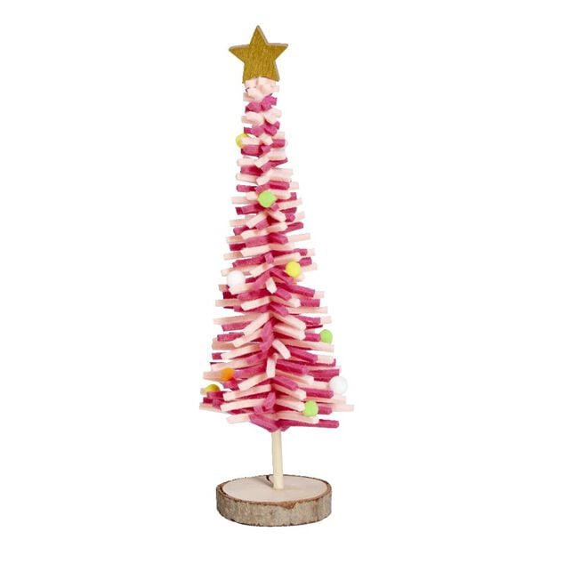 Sapin en feutrine et bois &agrave; poser H25cm - 4 mod&egrave;les