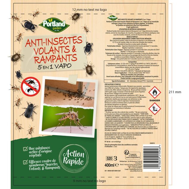 A&eacute;rosol anti-insectes volants et rampants 5en1 400ml