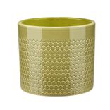 Cache pot Capri c&eacute;ramique vert pistache &Oslash;13.5xH12cm