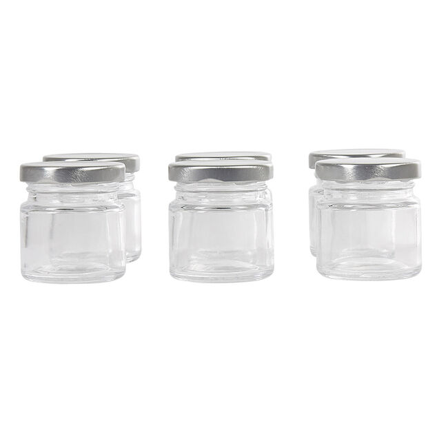 Pot &agrave; drag&eacute;es en verre avec bouchon m&eacute;tal x6