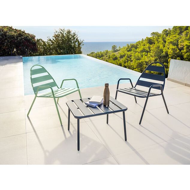 Fauteuil d'ext&eacute;rieur Fun acier gris ardoise 68x71xH76cm