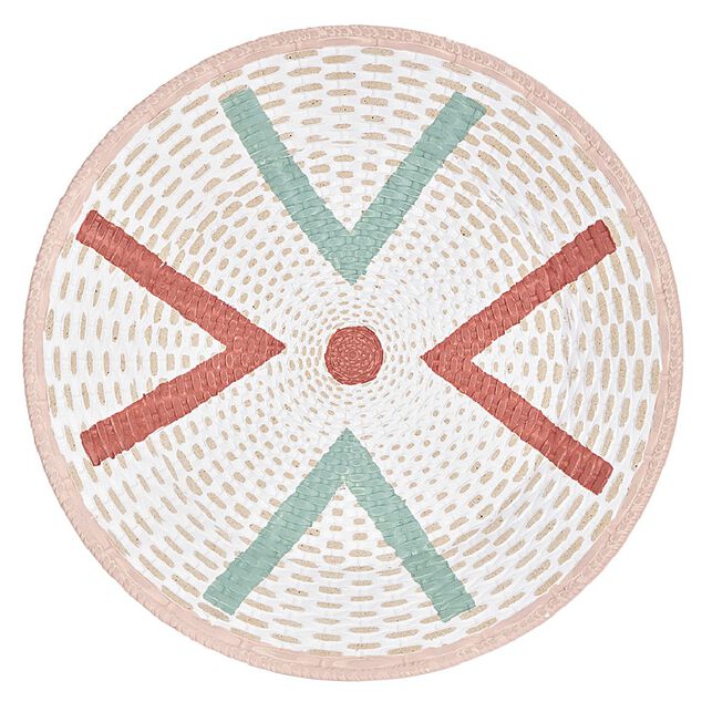 Assiette murale ronde motif g&eacute;om&eacute;trique en mdf