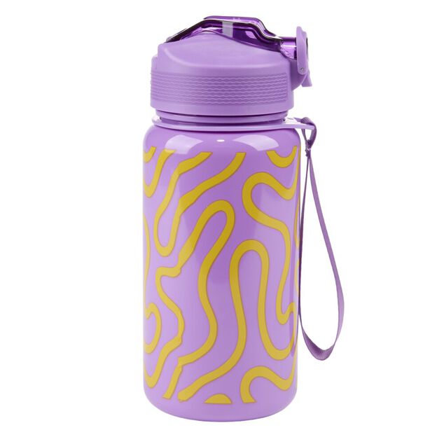 Gourde plastique 600ml bouchon paille motif ondulation &Oslash;7,5xH21,5cm (2 mod&egrave;les)