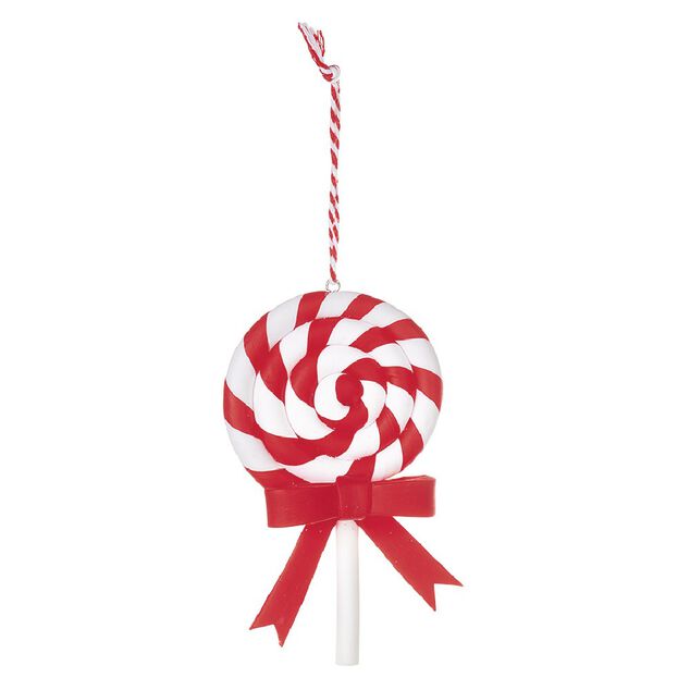 Suspension Bonbon lolipop blanc rouge H11 cm