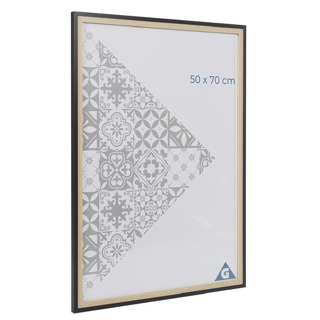 Cadre photo bois naturel et noir 54x74cm pour photo 50x70cm