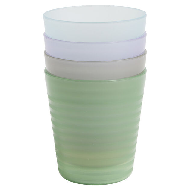 Lot de 4 gobelets pour enfant &Oslash;7,7xH.8,5cm plastique color&eacute;