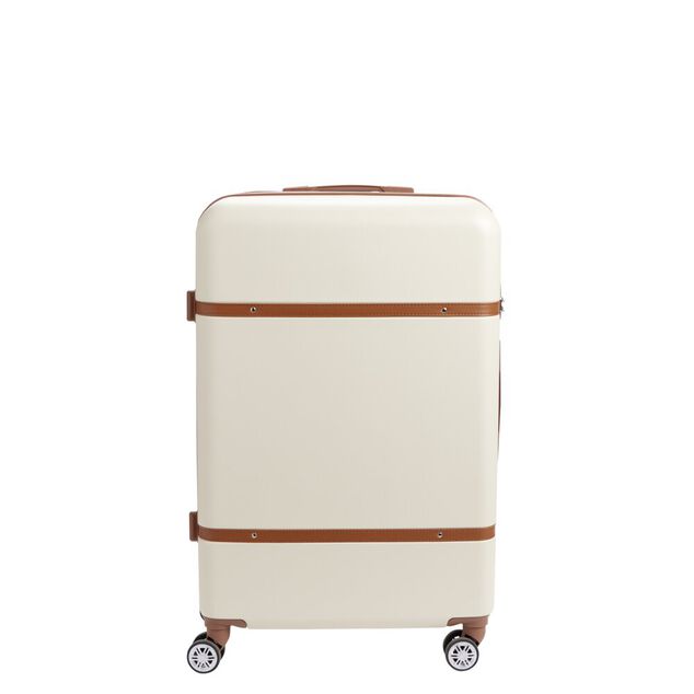 Valise cabine 95L plastique ABS beige avec cadenas à combinaison 4 chiffres