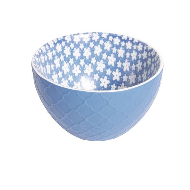 Coupelle porcelaine motif fleur bleue et blanche &Oslash;13xH7,2cm