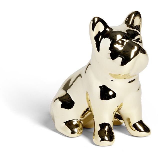 Statue chien argent&eacute; en c&eacute;ramique H9,5cm