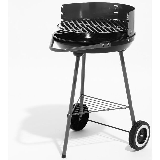 Barbecue &agrave; charbon sur roulettes Carter noir 52x44xH70cm