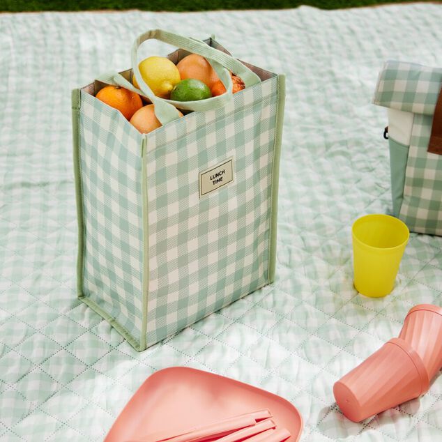 Sac isotherme 13L motif vichy vert 24x15xH33cm