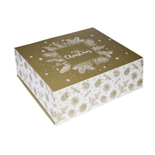 Bo&icirc;te cadeau pliante dor&eacute;e grand mod&egrave;le L35cm