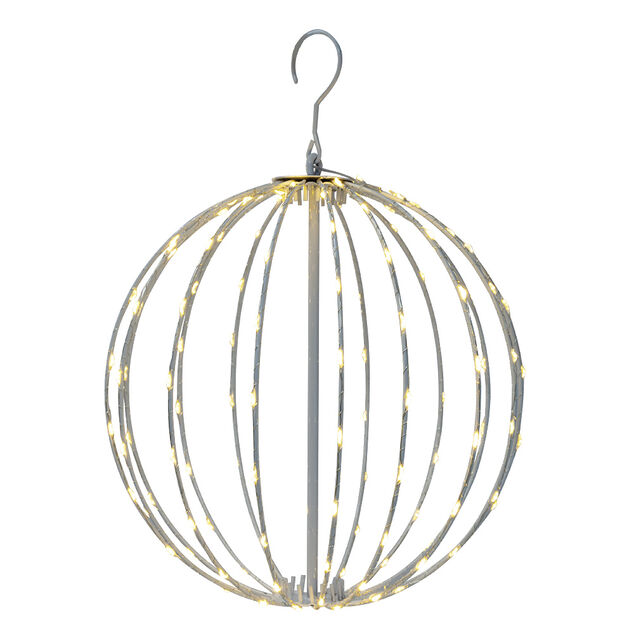 Boule lumineuse ext&eacute;rieur No&euml;l m&eacute;tal ajour&eacute; 128 LED blanc chaud &Oslash;30cm
