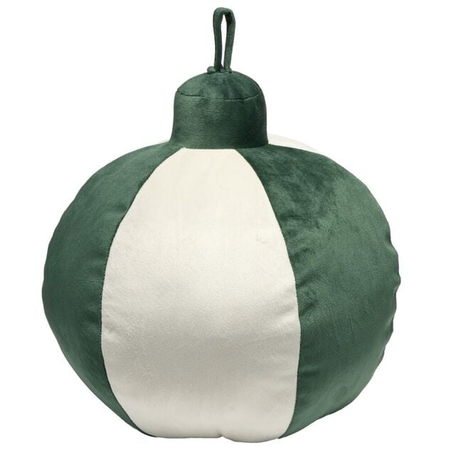 Coussin forme boule de No&euml;l &Oslash;26XH35 cm rouge et beige