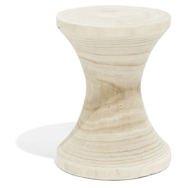 Bout de canap&eacute; Tammy bois paulownia beige &Oslash;27xH33cm