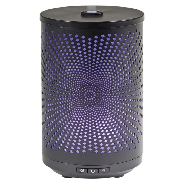 Diffuseur ultrasonique lumineux Mess&eacute;gu&eacute; cylindrique noir 120 ml