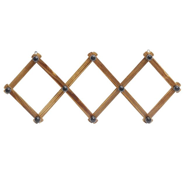 Porte manteau mural accordéon extensible en bois L32cm