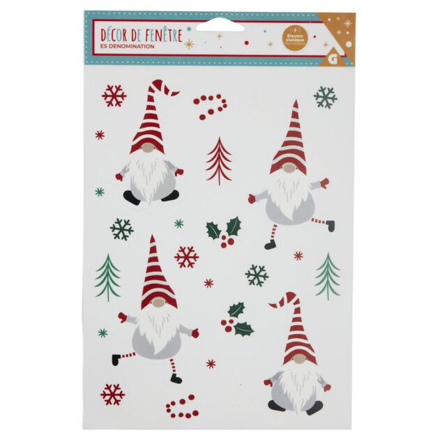 D&eacute;coration fen&ecirc;tre No&euml;l &eacute;lectrostatique gnome
